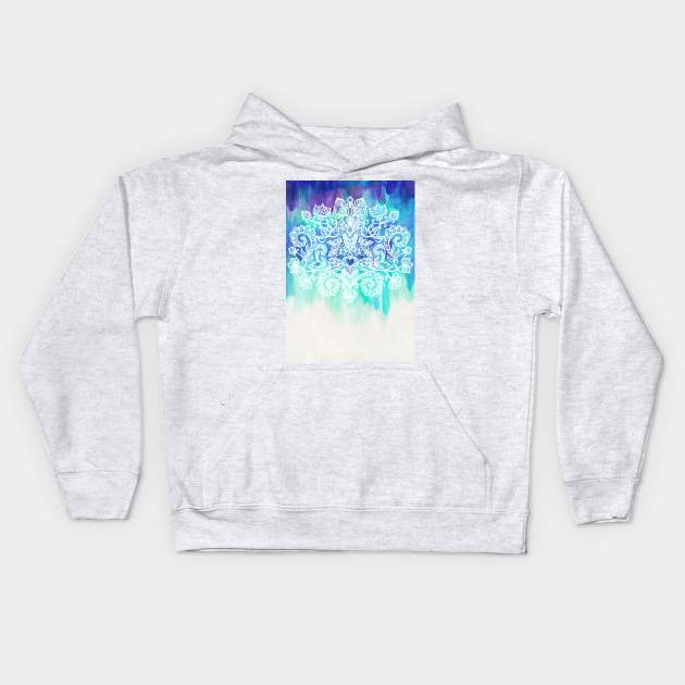 Indigo & Aqua Abstract Kids Hoodie by micklyn